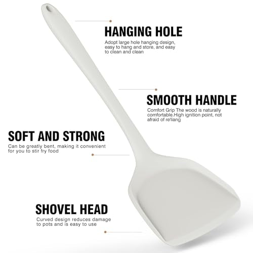 AOTHOD Silicone Cooking Utensils Set - 446°F Heat Resistant Silicone Kitchen Utensils,Spatula,Spoon, Kitchen Utensil Sets Gadgets Tools Set for Nonstick Cookware,Dishwasher Safe Bpa Free (Cream White) - color: Cream White