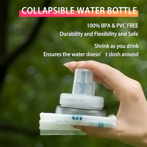 Soft Flasks Soft Running Water Flask Collapsible Soft Water Bottles Small BPA-Free for Sports Hiking Hydration Pack 500 ml/17oz，300 ml/10oz（500ml,red） - color: Red