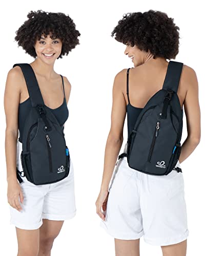 WATERFLY Crossbody Sling Backpack Sling Bag Travel Hiking Daypack - color: Pure Black(other Style)