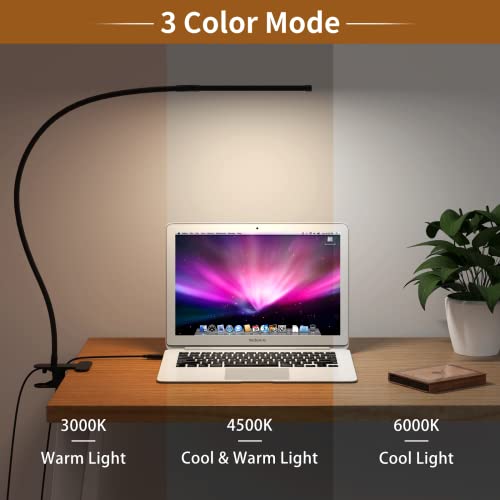 iZELL Reading Light, Book Light for Reading in Bed [77 LEDs Light with 3 Color Modes & 10 Brightness Levels] 27.6-inch Flexible Gooseneck LED Desk Lamps, Easy Clip on USB Reading Lamp for Table - size: 27.6'' Height
