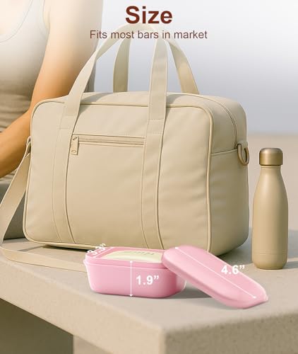 Quatish Leakproof Soap Dish with Lid & Draining Layer, Shatterproof Travel Bar Soap Holder Case Container, Portable Travel Size Toiletries Essentials for Camping, Gym, Bathroom, Pink (Pack of 2) - color: Pink, size: Medium (Pack of 2)
