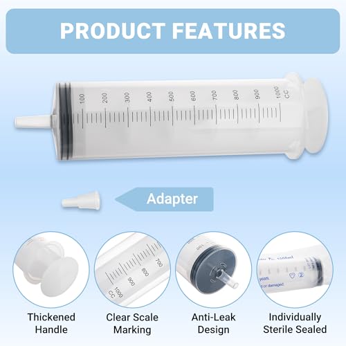 1000ml Large Syringe, Epoxy Plastic Syringes for Liquids with Tip Adapter - style: 1000 ML