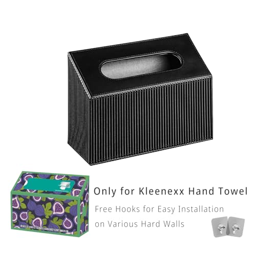 Hand Towel Box Cover Holder,PU Leather Hand Towel Case Compatible with Kleenex Disposable Paper Hand Towels, Black - color: Black