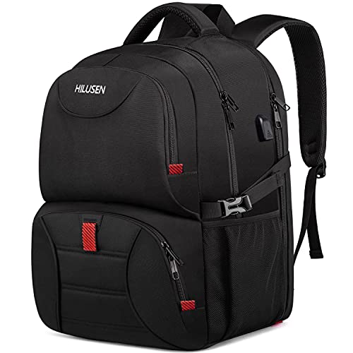 Extra Large Backpack for Men 50L, Insulated Cooler Lunch Box Backpack, Water Resistant 17inch Travel Laptop Work Bookbag with USB Charging Port,Black - color: Black