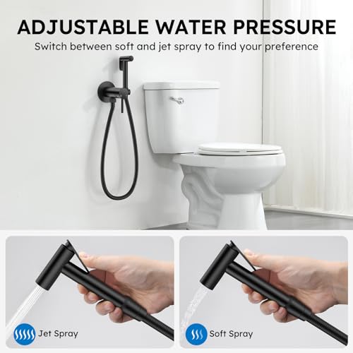 Arofa Built-in Hot and Cold Bidet Sprayer, Warm Water Bidet, Matte Black - color: Black, size: Built-in Hot & Cold Water Modes-Round