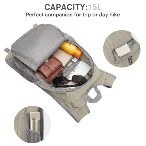 G4Free 10L/15L Hiking Backpack Lightweight Packable Hiking Daypack Small Travel Outdoor Foldable Shoulder Bag - color: Beige, size: 15L