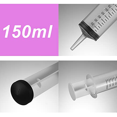 2 Pack 150ml Large Syringes Big Syringes, Large Garden Syringe for Scientific Labs, Measuring, Watering, Refilling (150 ML) - size: 150 ML