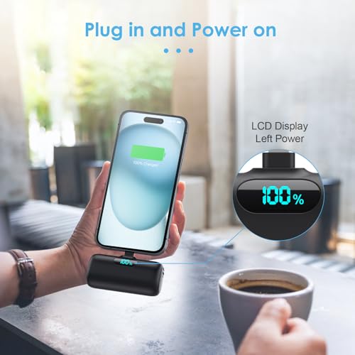 Mini Portable Charger USB C Power Bank,Upgraded 5000mAh PD Fast Charging Battery Pack Built-in USB-C Connector Travel Essential for iPhone17/17Pro/17Pro Max/Air/16 Plus/16Pro Max/15 Series,Android - color: Black
