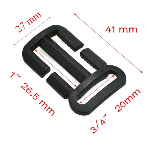 10 Pack Tri Glide Slide 1 inch + 3/4" Slider Buckle Quik Attach Sternum Strap Adjuster with Guides Loop for Backpack Tactical Bag Vest Belt Dog Collar Harness Outdoor