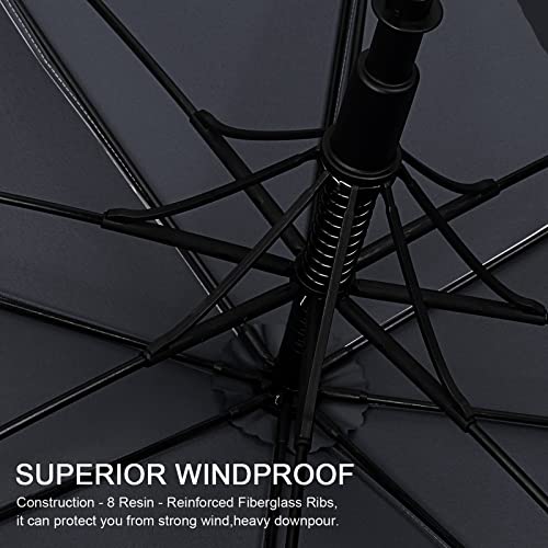 G4Free 47/54/62/68 Inch UV Protection Golf Umbrella Oversized Sun Umbrella | UPF 50+, Auto Open, Vented Double Canopy, Extra Large Coverage, Heavy Duty, Windproof Stick Umbrella - color: Black/Silver, size: 54 inch
