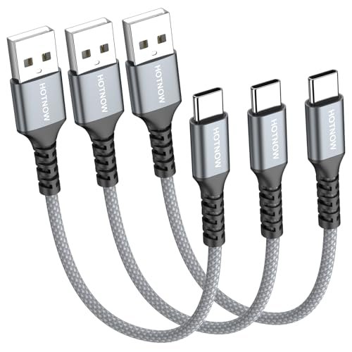 Short USB A to USB C Cable 12 inch 3Pack, 1FT USB C Cable 3A Fast Charging - color: Grey+White, size: 1FT