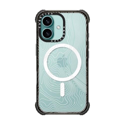 CASETiFY for iPhone 16 Case - Ultra Impact Compatible with MagSafe | Strong Slim | 11.5 ft. 5X Militray Grade Drop Protection | Topography Map | Black - color: Topography Map, size: Iphone 16 (6.1")