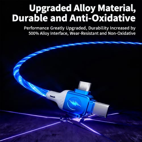 USB Cable PD Fast Charger Lighted Up(USB 6IN1 Starry Blue) Mobile Phone Data Cable,Fast Charging Cable,TPE Material,Compatible with Almost All Devices. - color: USB 6IN1 Starry Blue