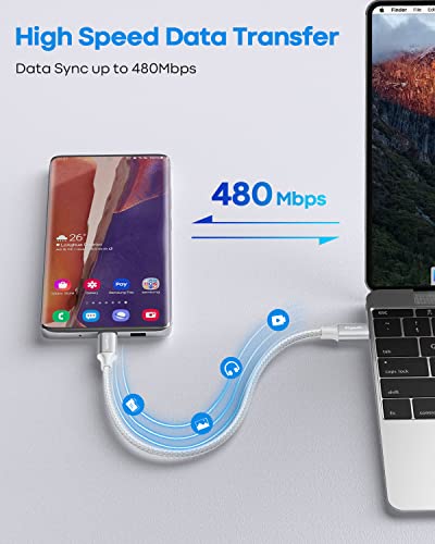 etguuds USB C to USB C Cable 1ft, 2-Pack 60W C to C Cable Fast Charging | for iPhone 17 16 15 Pro Max Plus Air, Samsung Galaxy S26 S25 S24 S23, USBC iPad MacBook Charger Cord Type C, Pixel, White - color: White, size: 1ft