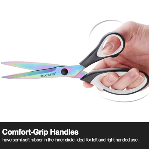 Craft Scissors Set of 3 Pack, All Purpose Sharp Titanium Blades Shears, Comfort Grip Handle, Multipurpose Fabric Scissors Tool Great for Adults, Office, Sewing, School and Home Supplies, White&Black - color: Black&white
