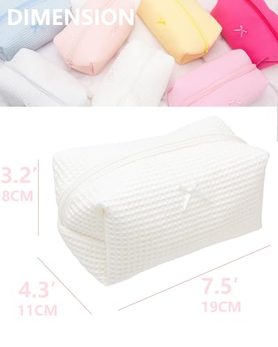 PAZIMIIK Cozy Makeup Bag for Women,Zipper Cosmetic Pouch,Waffle Cream White - color: Waffle Cream White
