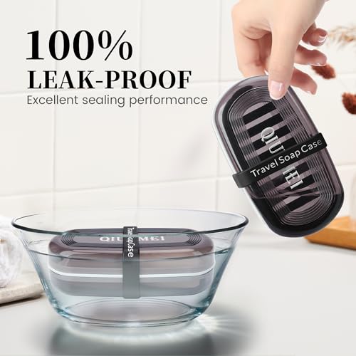 Shampoo Bar Holder Travel Case | Leakproof Soap Container with Lid & Drain Tray | Includes Silicone Strap and Soap Bag | Compatible with Kitsch Solid Shampoo and Conditioner Bars (Black, Large) - color: Black Style A-large