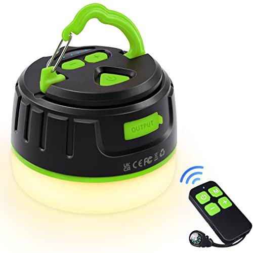 Sinvitron LED Camping Lantern Rechargeable with Remote Control - 1000LM 150H Runtime Tent Light, 5200mAh Water-Resistant Emergency Light for Hurricane Power Outages, Hiking Home - style: 1Pack Black&Green