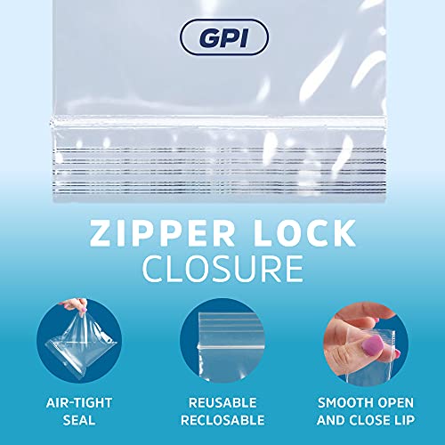 2" x 3" Small Zip Bags, 100 Pack, Clear Plastic Reclosable Poly Baggies, 2 mil with Resealable Zip Top Lock for Storage & Packaging Jewelry, Pills, Meds, Candy, Beads & Seeds. GPI - size: 2" x 3"