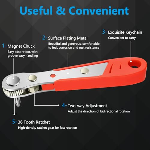 OSDUE Mini Ratchet Wrench Screwdriver Bit Set, 21 PCS Ratchet Screwdriver Set 1/4 Ultra Low Profile Micro Socket Set, High Torque Offset Reversible Screwdriver,w/Phillips, Hex for Tight Spaces - color: 21pcs Mini Ratchet Wrench Screwdriver Bit Set