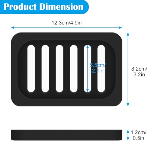Topsky 2Pcs Soap Dish Holder, Non-Slip Bathroom Accessories Silicone Soap Case Saver, Sink Deck Bathtub Shower Dish Soap Drainer, Silicone Holder for Soap, Sponges, Scrubber (Black-2pcs) - color: Black-2pcs