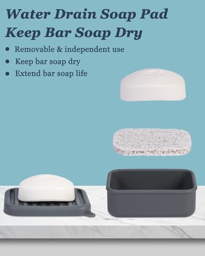 HighHerz Superior Leak-Proof Silicone Travel Soap Case, Portable Soap Container with Draining Layer, Durable Soap Box, Shatter-Proof Soap Holder for Bathroom, Gym, Travel Size Toiletry (Dark Grey) - color: Dark Grey