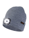 Keains Unisex Beanie with The Light ，Rechargeable LED Headlamp Cap， Warm Knit Hats for Winter Safety Gifts for Men Women Dad - color: Grey