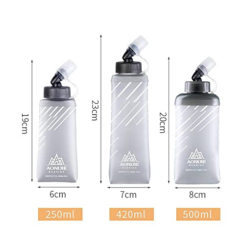 AONIJIE TPU Soft Flask Water Bottle Collapsible Running Flask for Hydration Pack, BPA Free, Wide Opening, for Outdoor Sports Hydration - color: D#420ml - 2 Pcs