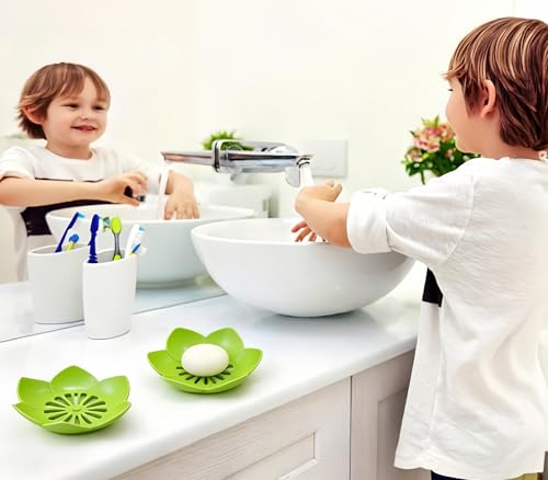 Soap Dish Soap Holder for Showerl Self Draining Bar for Shower Bathroom Bathtub Kitchen，Green+Green - color: Green+green