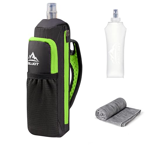 Zelvot Handheld Water Bottle Running with Phone Holder, 17 oz, Green - color: Green