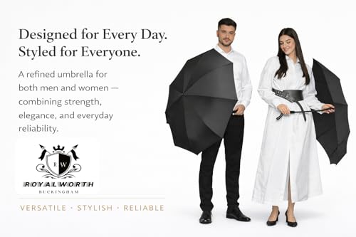 Windproof Travel Umbrella - Compact, Light, Full Automatic Open/Close - Folding Backpack Umbrella for Rain & Sun UV Preotection For Men & Women, Unbreakable 8 Fiberglass Ribs UK Design - color: Black