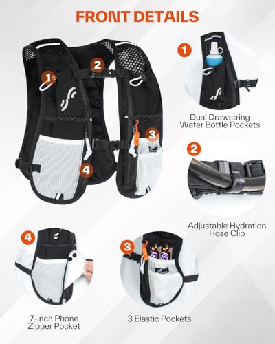 Sportneer Hydration Backpack: Lightweight Water Pack with 1.5L Bladder, Hydro Water Daypack for Running Hiking Biking Cycling for Women Men
