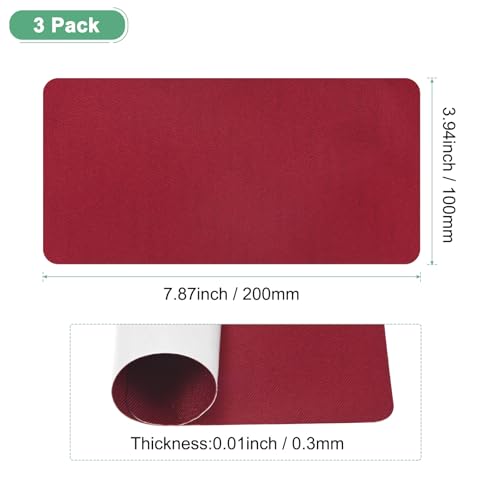 M METERXITY 3-Pack Polyester Repair Patches, 7.9 x 3.9 Self-Adhesive Fabric Repair Patches Waterproof Lightweight for Clothes/Sofas/Tents/Bags/Car Seats [Wine Red] - color: Wine Red