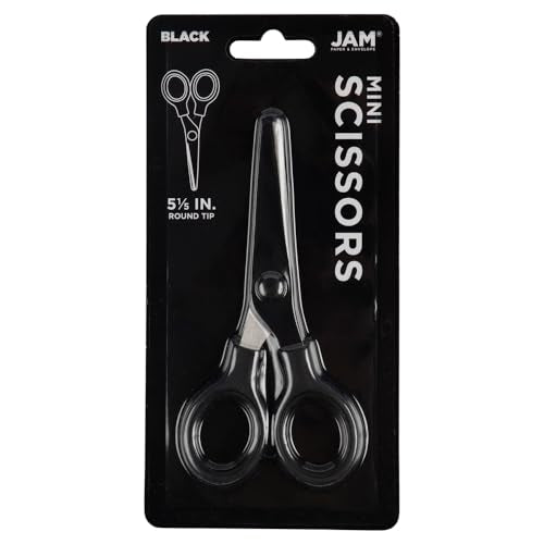 JAM PAPER Multi-Purpose Mini Scissors - 5 Inch - Black - Soft Grip & Stainless Steel Precision Blades - Sold Individually - color: Black, size: Mini (5 Inch)