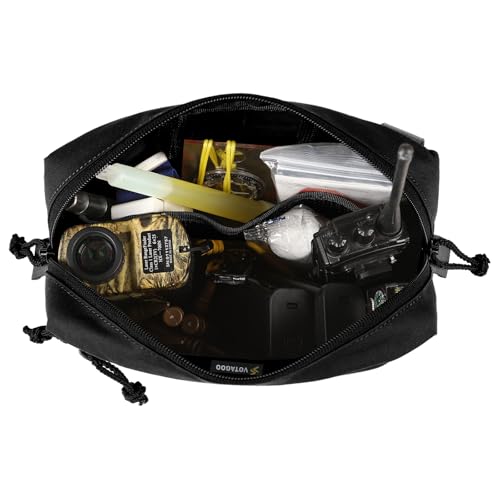 Tactical Admin Pouch Molle, 500D Nylon Water-Resistant EDC Gear Organizer, Horizontal Utility Tool Bag for Chest Rig & Vest, Large Capacity Medical EMT Sub-Pack with Mag Holder - color: Black