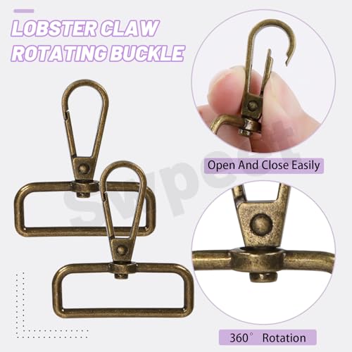 Swpeet 90Pcs 6 Colors 38MM Metal D Ring & Rectangle Adjuster Triglides Slides Buckle & D Ring Swivel Lobster Clasp Kit, Semi-Circular D Rings Roller Pin Buckles Swivel Snap Hook for Belt DIY Crafts - style: 3.8CM