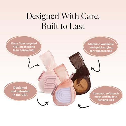 Kitsch Soap Saver Bag – Patented Mesh Bag Soap Holder – 3pc Set | for Shampoo and Conditioner Bars – Extends Use & Prevents Soggy Mess – Recycled Beauty Mesh Pouch, Eco-Friendly - color: Blush, Terracotta & Chocolate
