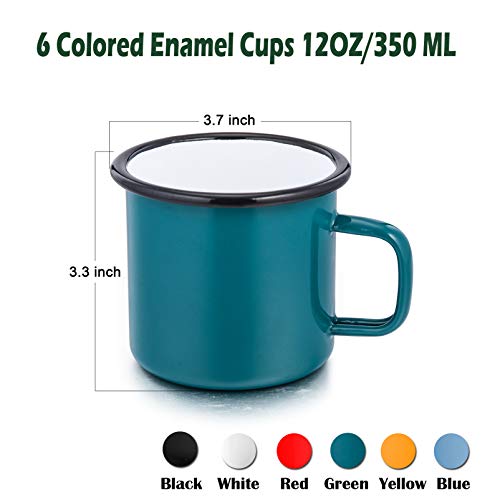 P&P CHEF Enamel Camping Coffee Mug Set of 6, 12 Ounce, 350ML & Multicolor - color: Multicolor
