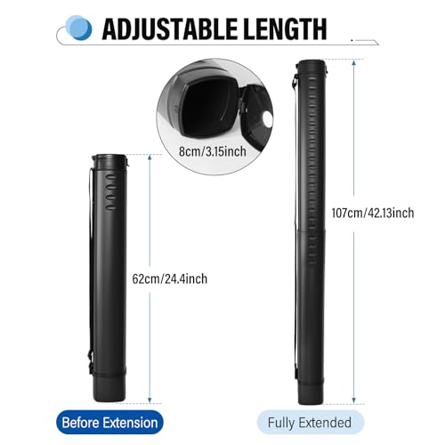 DEWEL Adjustable A0 Poster Tube 24.5"-42", Blueprint Tube with Strap - color: Black (Polygon), size: Large
