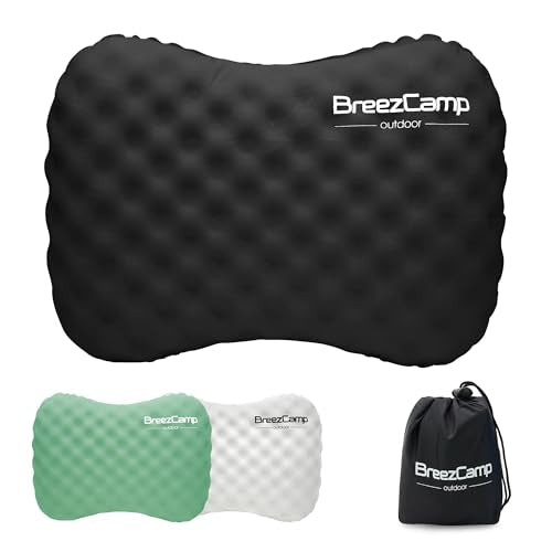 Camping Pillow with Soft Cover, Lightweight Inflatable Pillow for Neck Lumbar Support,Upgrade Backpacking Pillow,Washable Travel Air Pillows for Hiking, Backpacking, Airplane, Beach, Black - color: Black1