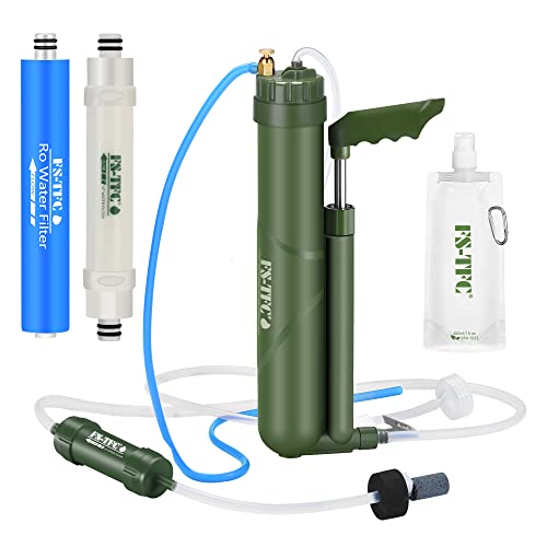 Portable Water Filter Survival Gear High Precision and Large Flow Optional 2 in 1 Water Purification for Hiking, Camping, Travel, and Emergency Preparedness