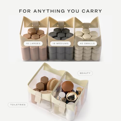 Cadence Parcel - Clear Travel Kit with Zipperless Magnetic Closure - Pebble, Large - Durable, Leak-Resistant and TSA Approved Toiletry Bag - Modular Organization - Recycled TPU (2 Qt) - color: Pebble, size: Large