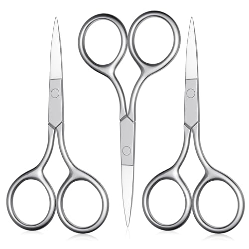 Eyebrow Scissors, Small Scissors for Hair, Eyebrows, Nose Hair, Beard, Eyelashes, Cuticle. Stainless Steel Fine Straight Tip Nose Hair Scissors -ASONTAO (3Pcs Eyebrow Scissors) - size: 3Pcs Eyebrow Scissors