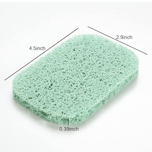 Snowkingdom 4 Pack Green Soap Saver Draining Lift Pad 2.9" x 4.5" PVC Non-BPA Non-Slip Durable - color: Green