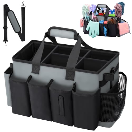 Wearable Large Cleaning Caddy Bag for Housekeepers (Black&Gray) - color: Black&Gray, size: Cleaning Bag