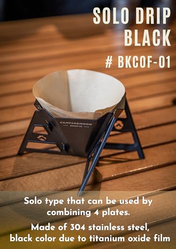 CAMPINGMOON Collapsible Coffee Dripper Pour Over Camping Outdoor 304 Stainless Steel COF-01 (Black) - color: Black