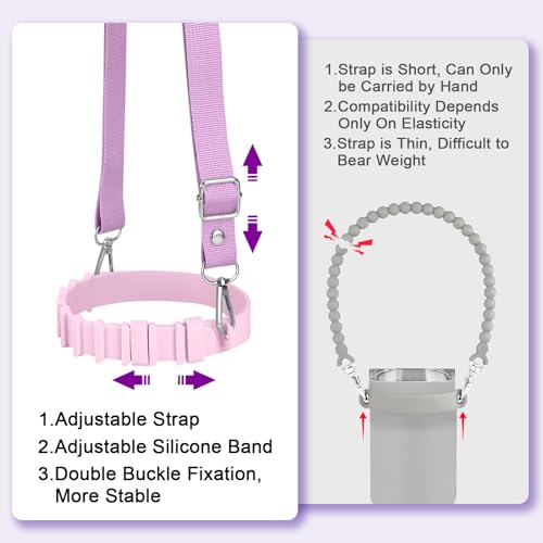 Water Bottle Holder with Strap for Stanley Cup Accessories,Adjustable Shoulder Strap Compatible with Stanley Tumbler,Owala,Hydroflask, YETI and More - color: Purple