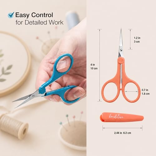 High Precision Detail Scissors Set (2-Pc) Sharp, Fine Tips | Paper Cutting, Scrapbooking, Sewing, Crafting | Stainless Steel | Protective Cover (Mid Century) - color: Mid Century