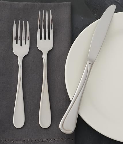 Oneida Flight Salad Forks Silverware Set for 4, Flatware | mirror finish | 6.65 inch length | dishwasher safe, cutlery set, utensil set, rust resistant, wedding silverware - style: Salad Forks, Set of 4