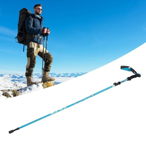 Adjustable Collapsible Trekking Pole – Lightweight Aluminum Alloy Hiking Walking Stick with Quick Lock for Adults & Seniors, Foldable - color: Blue